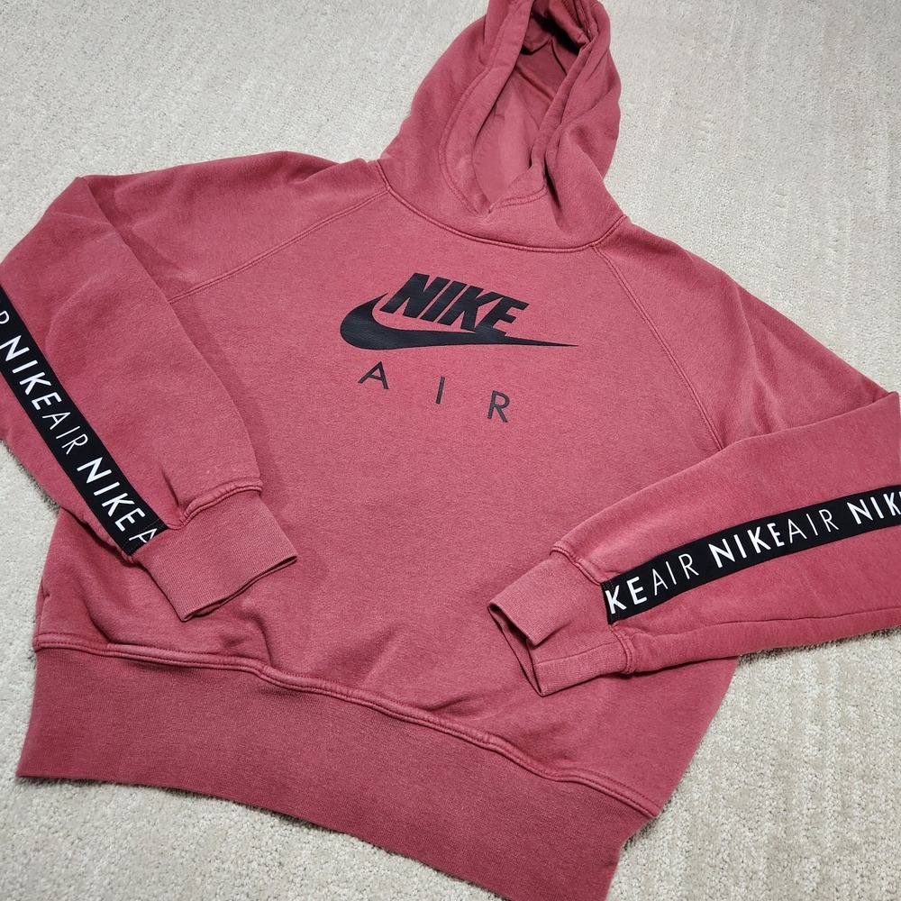Nike Air Hoodie Women‎ Small Spellout Shuttle Tape Boxy Fleece Athleisure Red